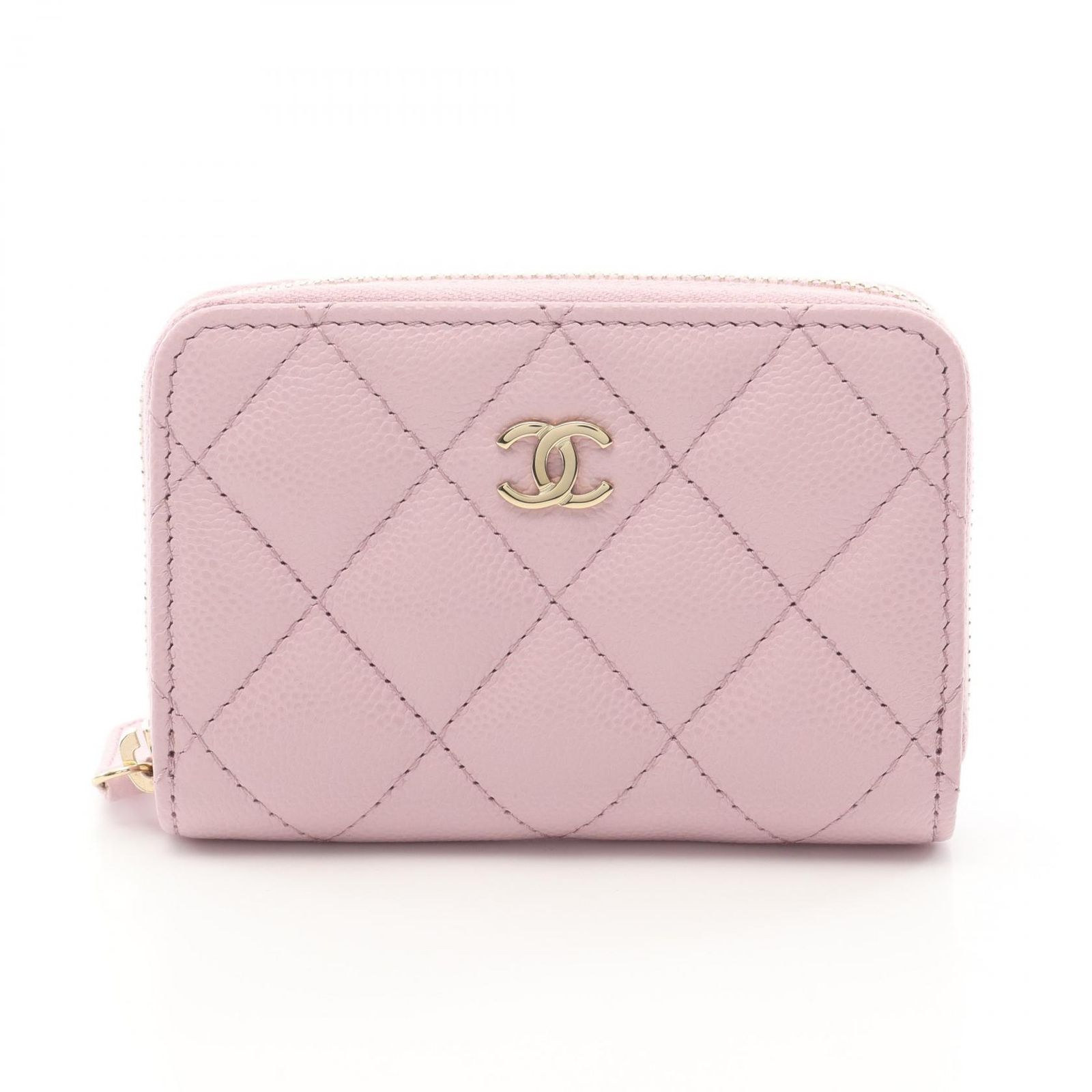 シャネル CHANEL コインケース クラシック ジップ コインパース マトラッセ AP0216 モーヴピンク キャビアスキン グレインドカーフ マトラッセ コインケース レディース Used A