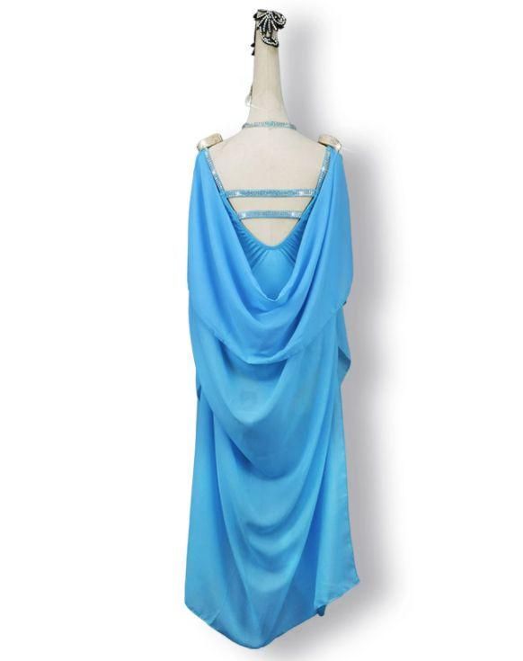 ラテンワンピースドレス 社交ダンス衣装 ブルー オーダーメイド 【公式