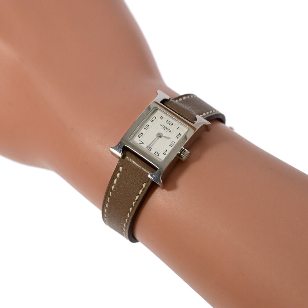  HERMES エルメス Hウォッチ･ミニ･2012年 クォーツ時計 SS stainless steal-16.3 g HH 1.110 ブラウン 翌日配送可 ♀ S レディース 591019 その他 時計
