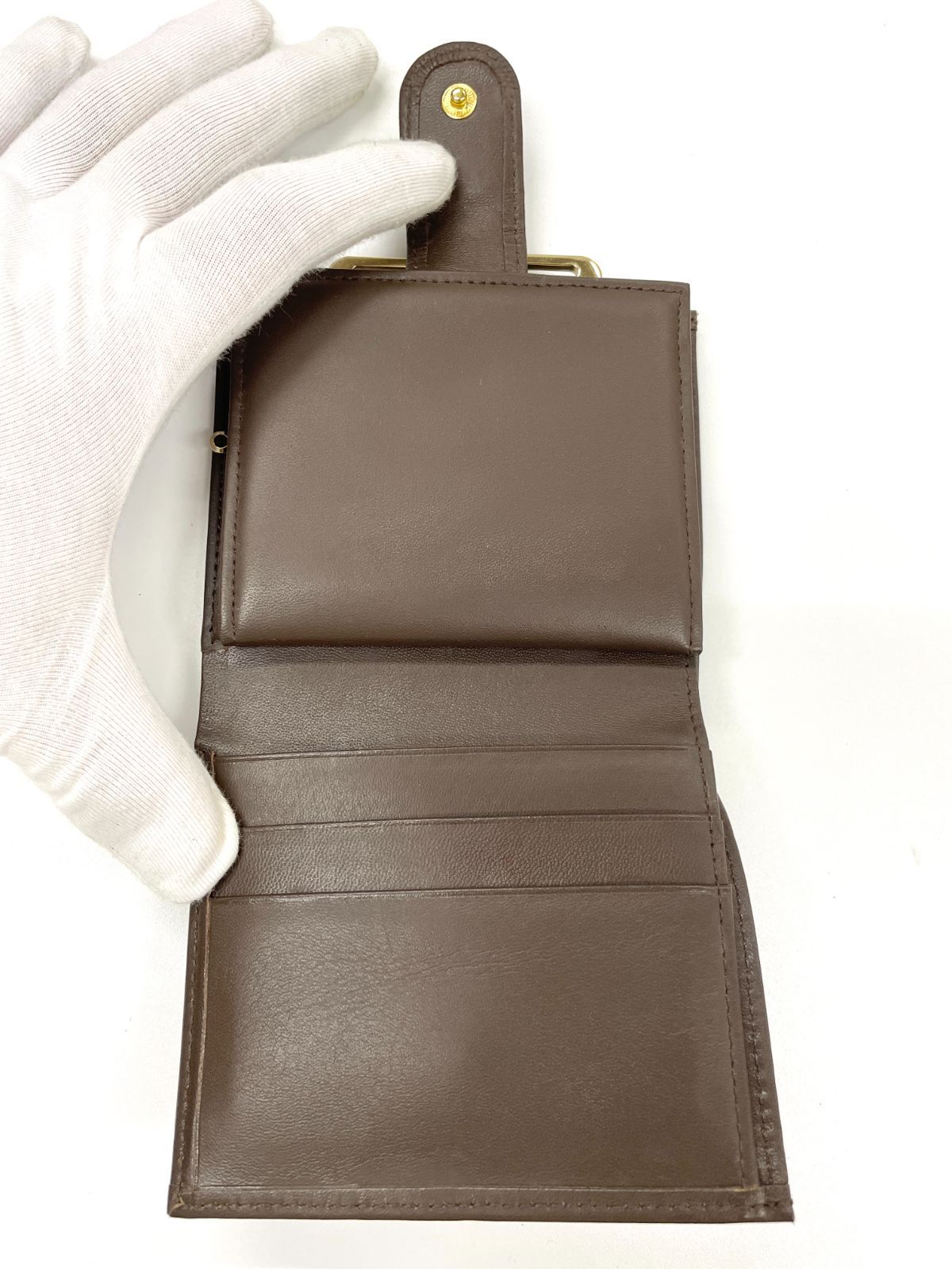 バーバリー 2つ折り財布 がま口 ノバチェック ブラウン 金具 BURBERRY バーバリー ノバチェック レザー 二つ折り財布 がま口