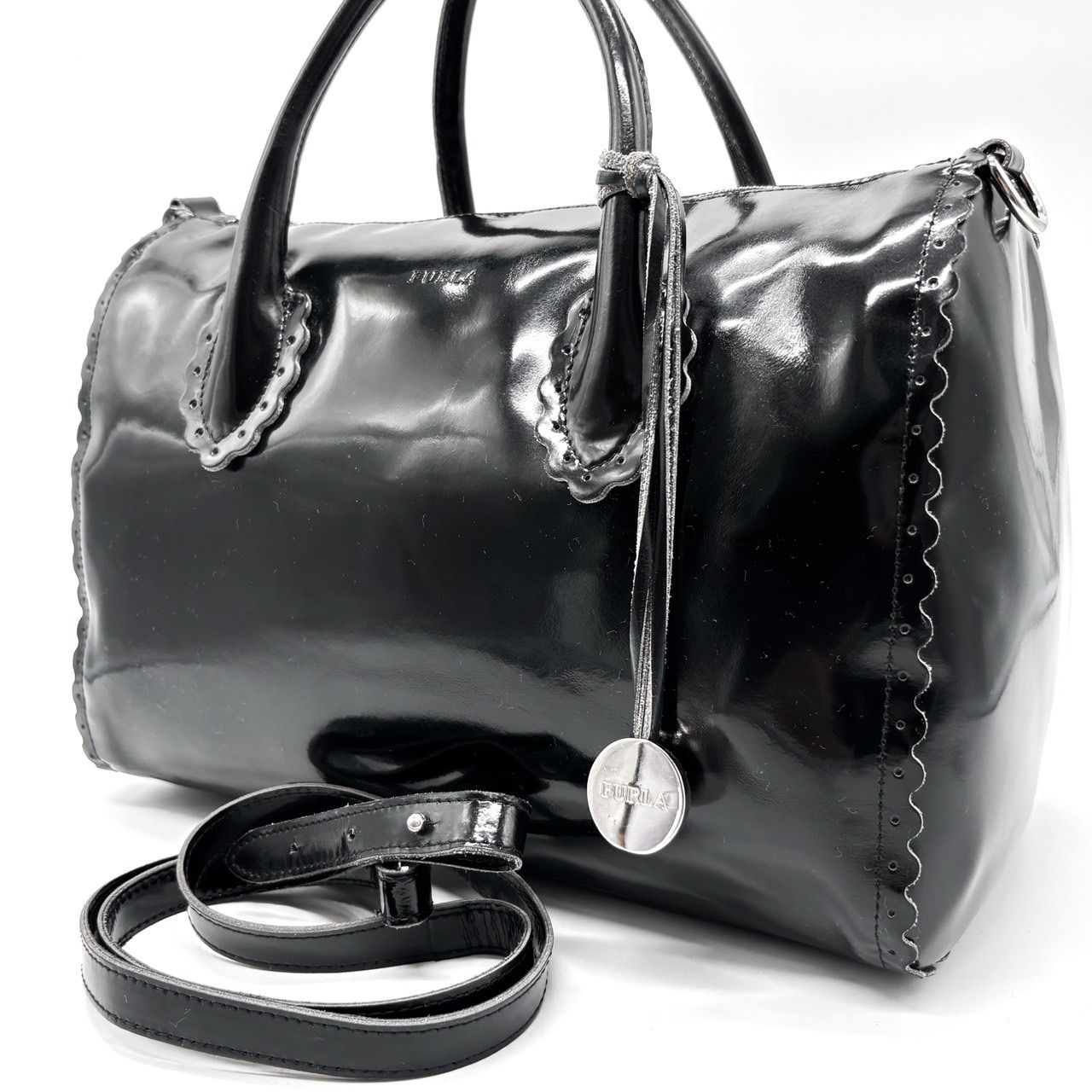 ✨良品✨ FURLA フルラ 2way ボストンバッグ ショルダーバッグ ロゴ型 