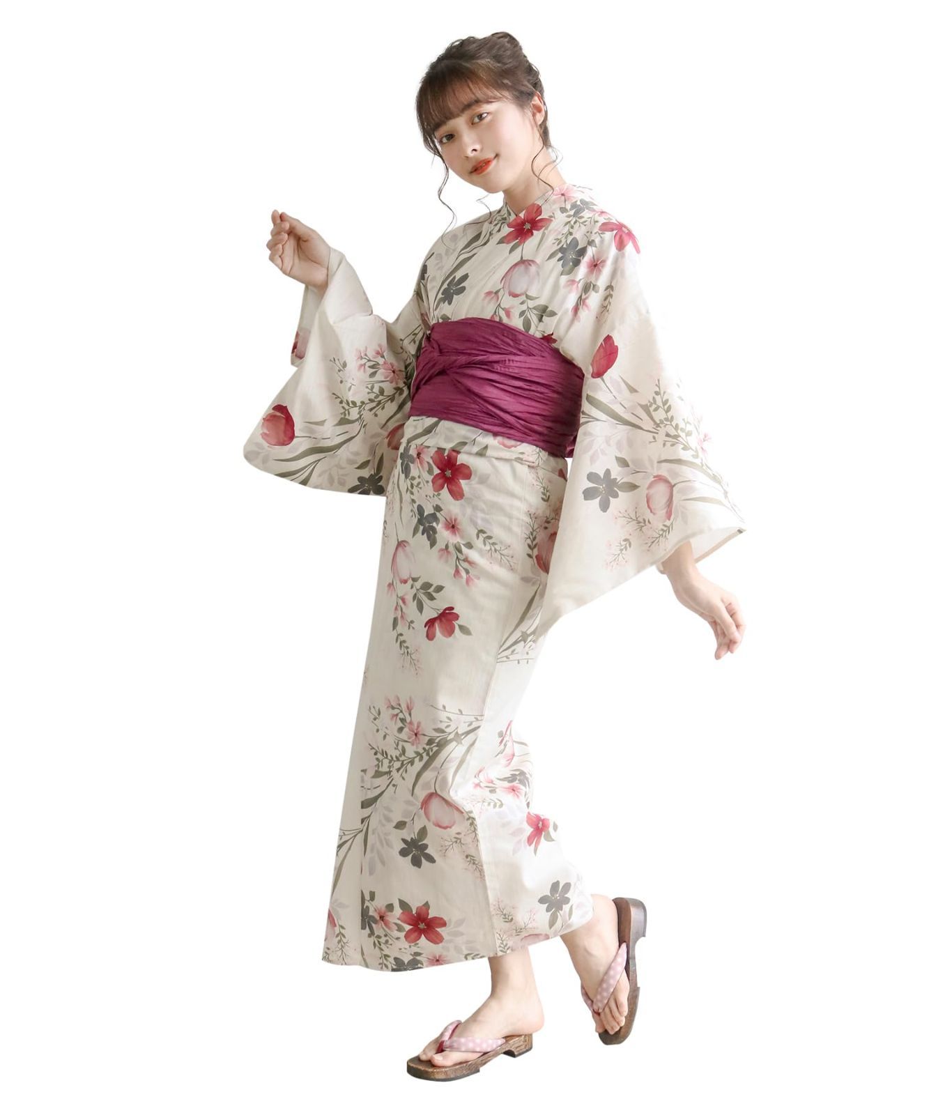 KYOETSU] [キョウエツ] 浴衣セット 変わり織 生成り 6点セット