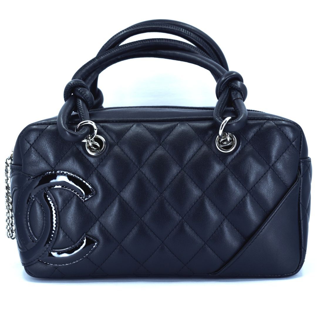 【お出かけ・華やかシーンに◎】CHANEL ミニ ボーリングバッグ ミニ ボーリング バッグ、ベルベット & カーフスキン、ブラック