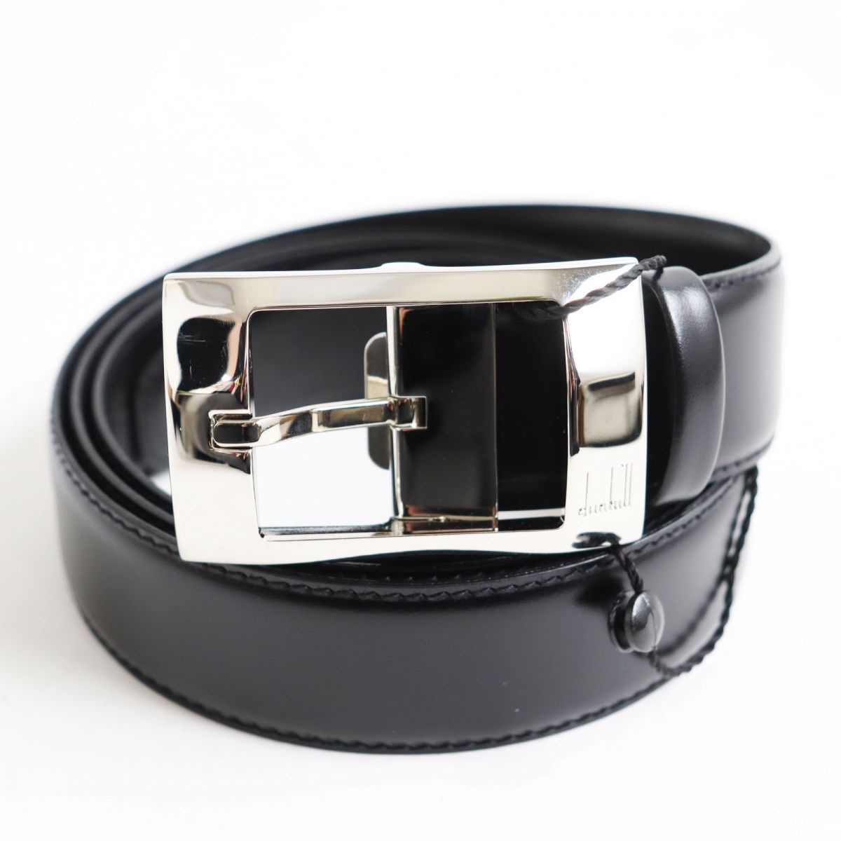 未使用品○dunhill ダンヒル シルバーバックル カウハイドレザーベルト 
