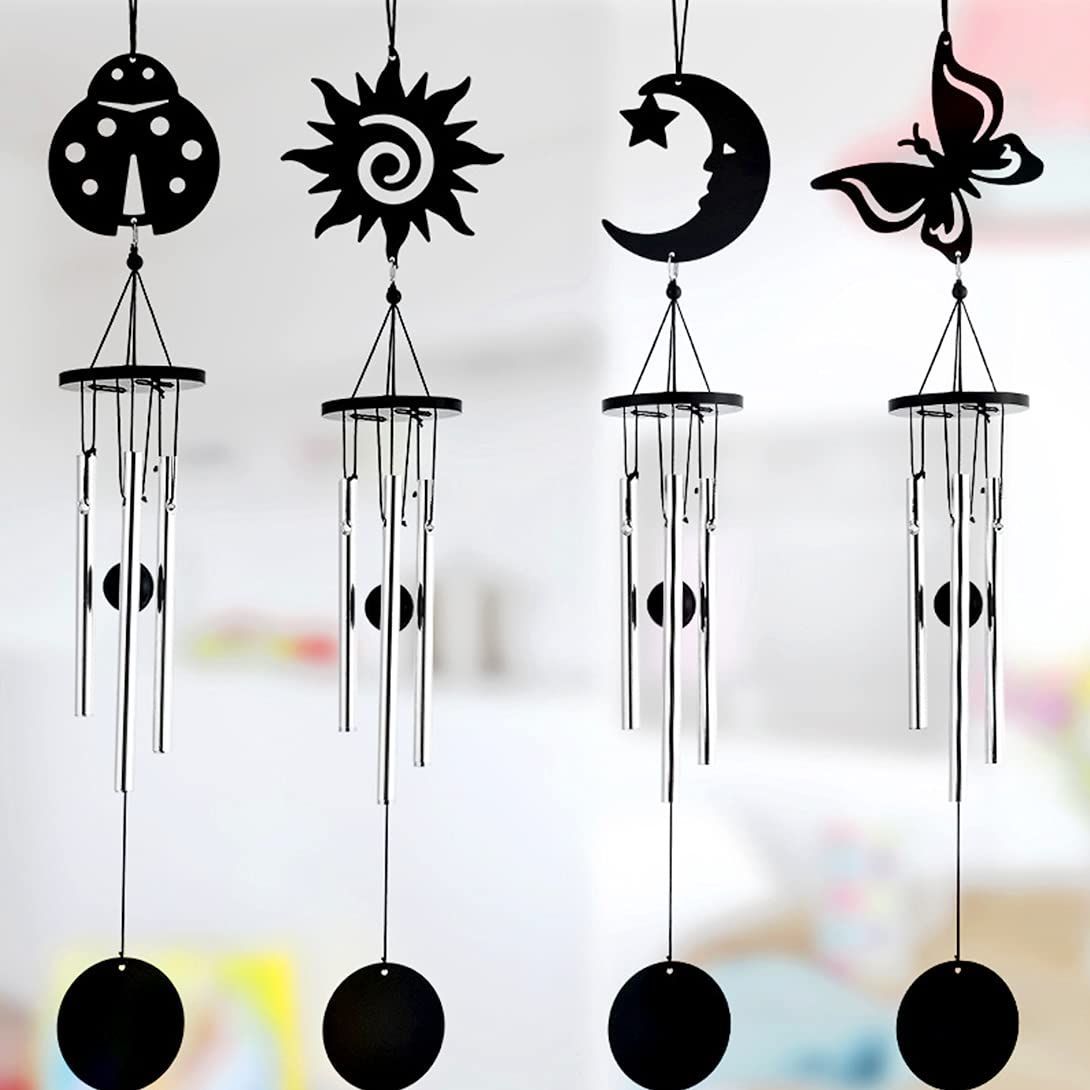 黒色 ウィンドチャイム 1個セット 太陽 和風 澄み切った音色 侘び寂び