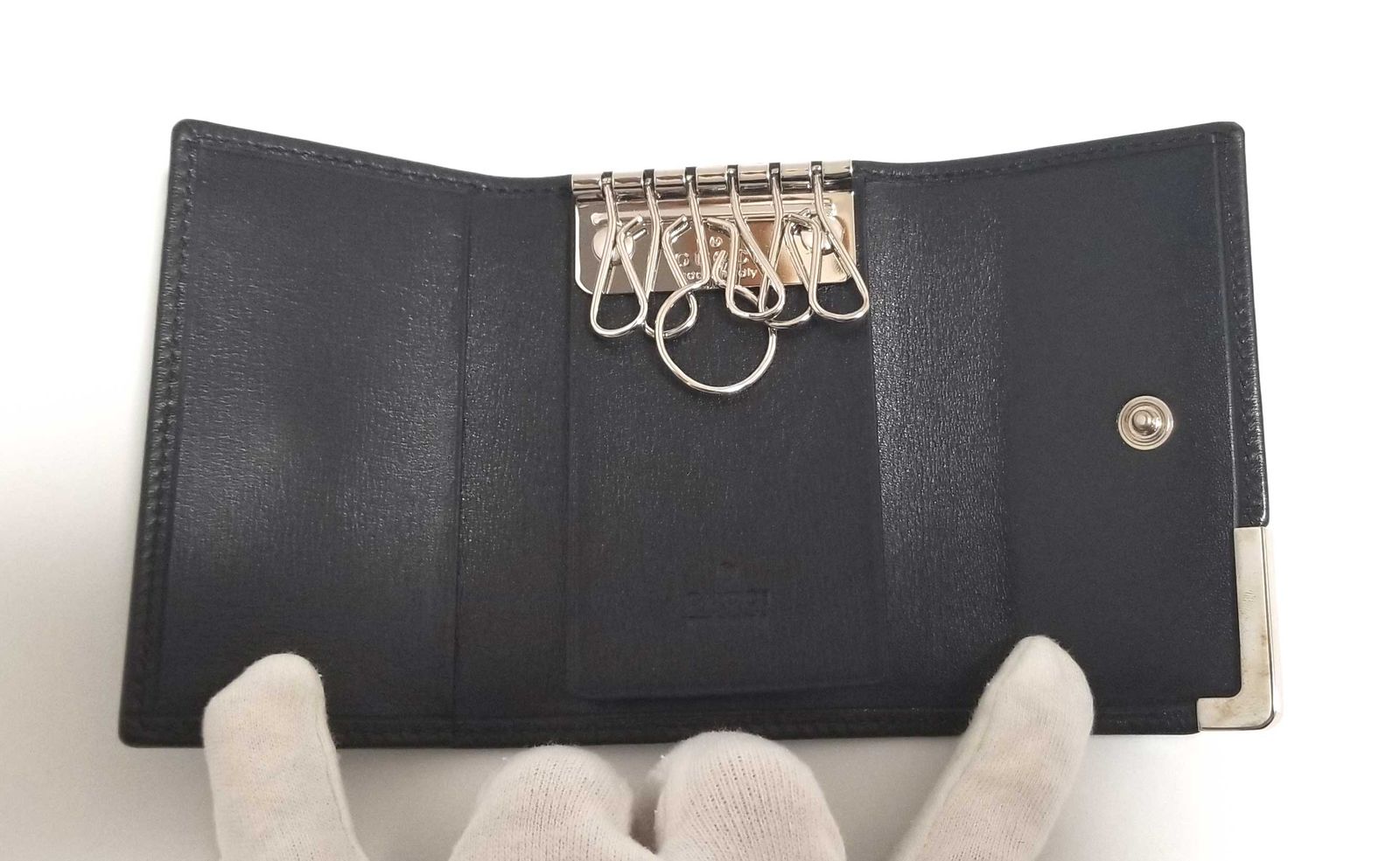 未使用 グッチ キーケース メンズ レザー ブラック 黒 6連キーケース