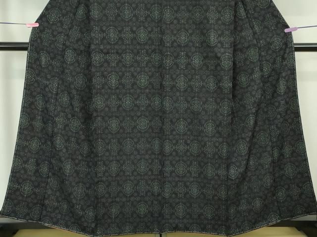 平和屋本店□極上 本場結城縮 80亀甲 有職文様 逸品 未使用