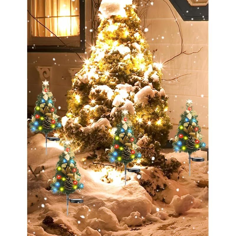 クリスマスライト イルミネーションセット 4セット ガーデンライト ソーラーライト クリスマスツリー 3本セット