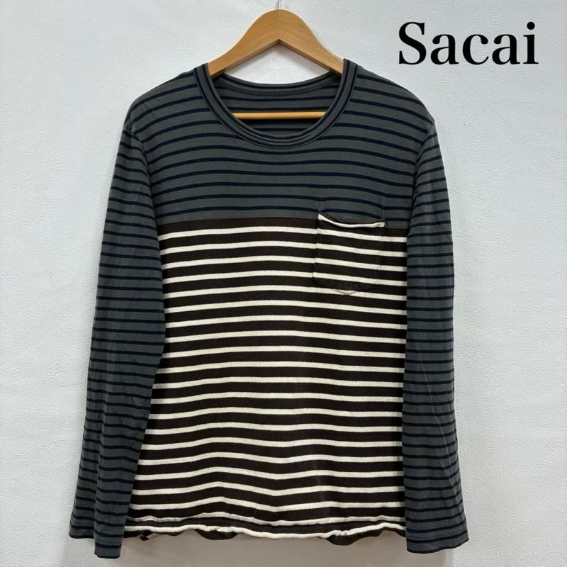 【美品】サカイ 異素材切替 ドッキング 長袖 Tシャツ 2515 Sacai サカイ Tシャツ 長袖 ボーダー 異素材 切替 カットソー