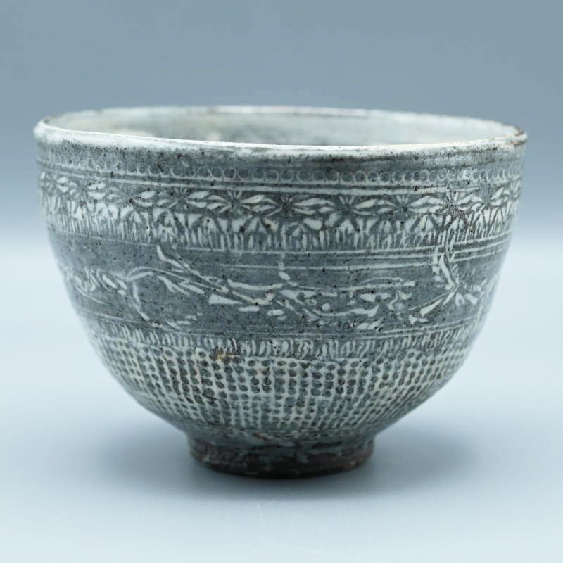 坂口健 作 東御土風紋 三島 茶碗 器 共箱 共布 民藝陶器 M08-s014 坂口健 作 東御土風紋 三島 茶碗 器 共箱 共布 民藝陶器 M08