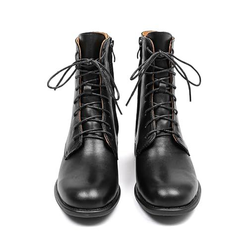 サイドジップ 編み上げブーツ