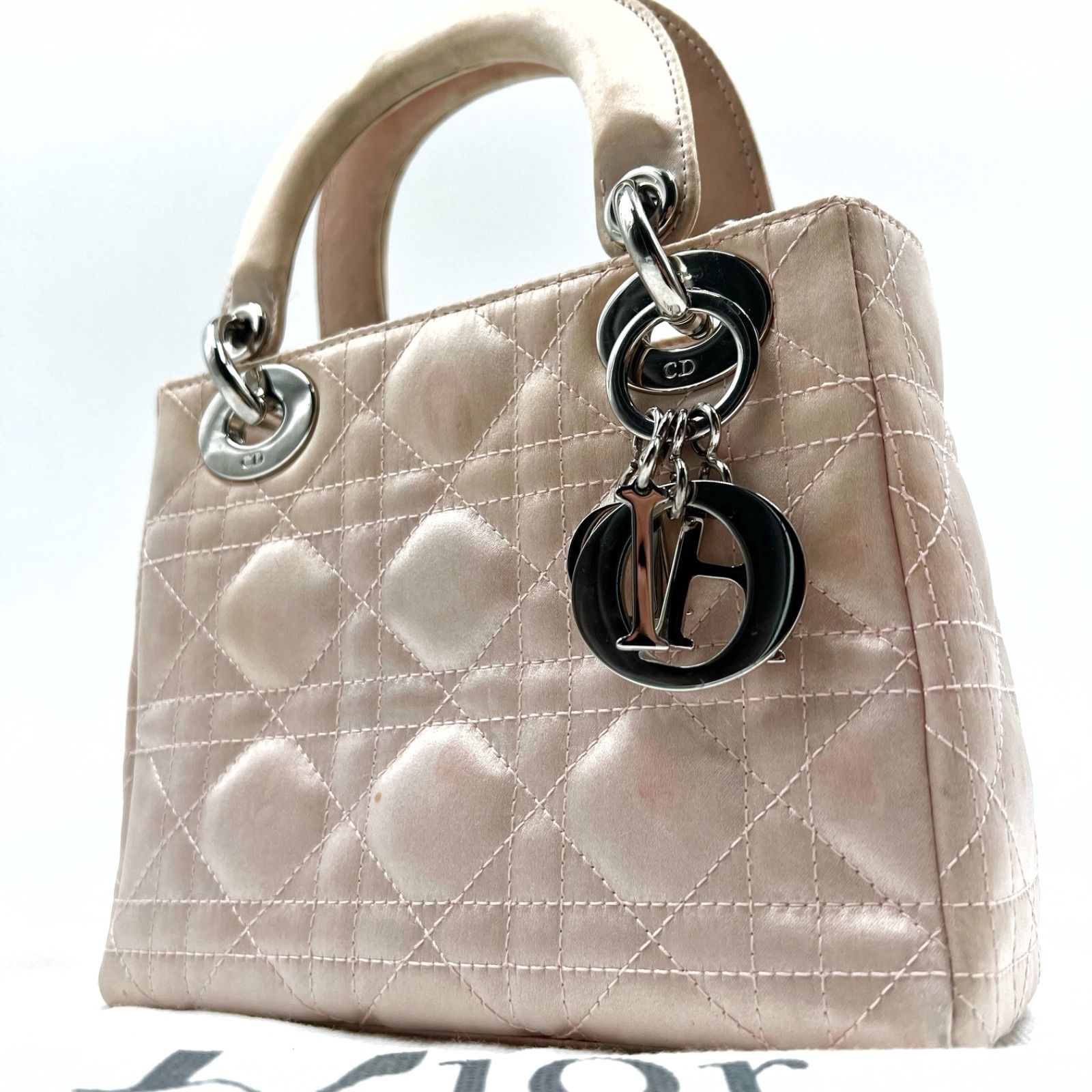 Christian Dior ハンドバッグ キルティングレザー CDチャーム付