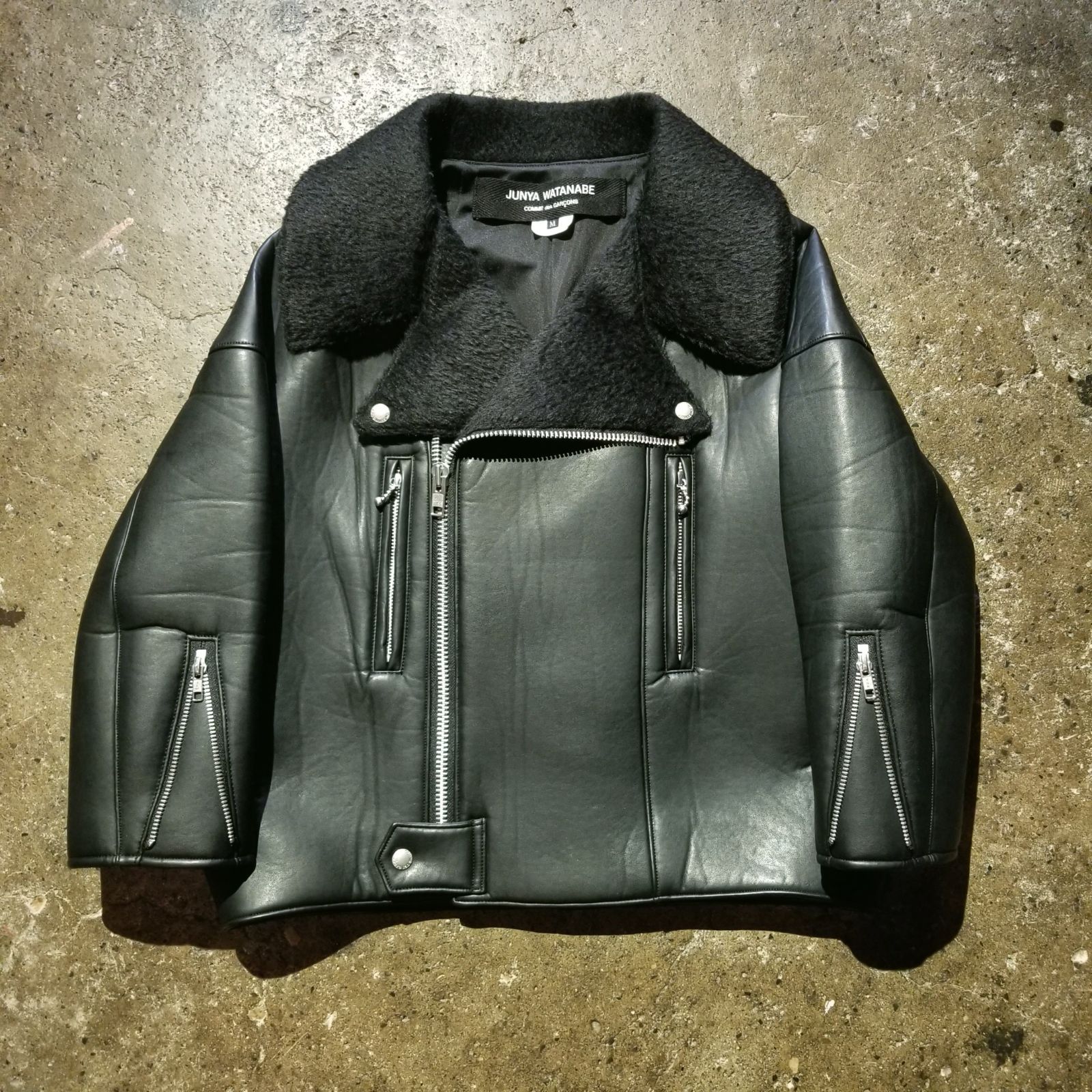 JUNYA WATANABE 16aw フェイクレザーライダースジャケット M ジュンヤワタナベ 2016aw AD2016 COMME des GARCONS コムデギャルソン