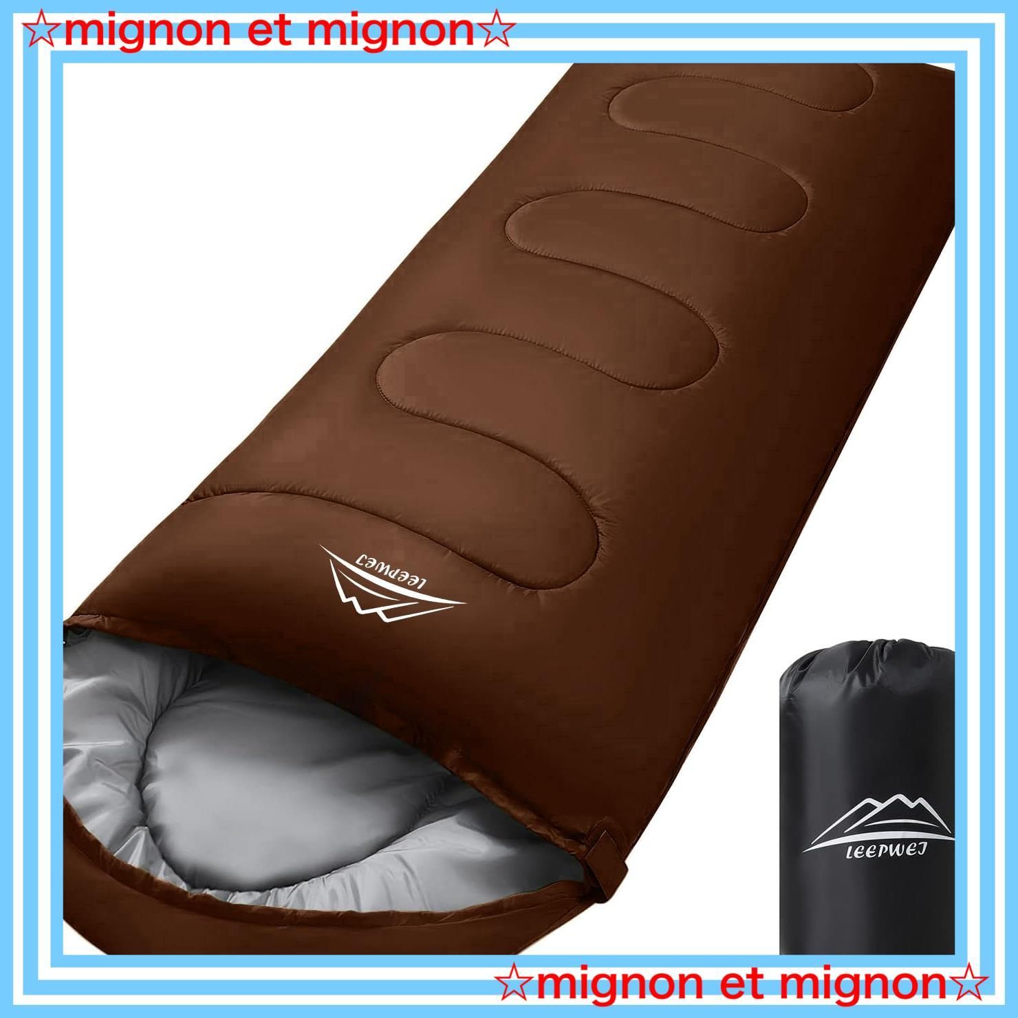 Color:ブラウン_Size:1800 LEEPWEI 寝袋 シュラフ 封筒型 軽量 保温