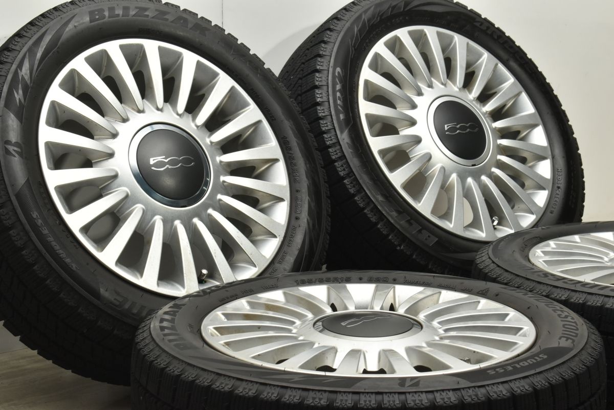 希少美品フィアット500純正OP8スポークアルミ+VRX3バリ溝スタッドレス４本 希少美品フィアット500純正OP8スポークアルミ+VRX3バリ溝スタッドレス