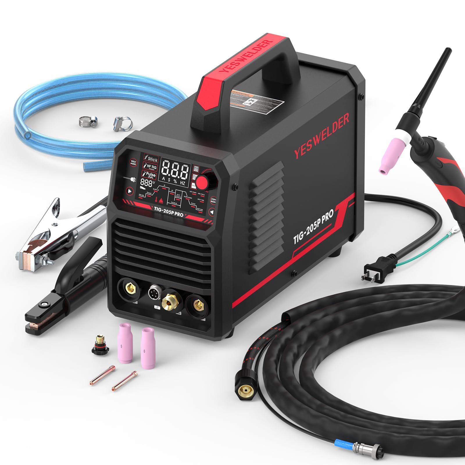 商品 YESWELDER 溶接機 TIG溶接機 大型LEDデジタルディスプレイ 205A 100V 200V 高周波TIG|パルス式TIG|アーク溶接 1台3役 IGBTインバータ溶接機 電気溶接機 日本語説明書