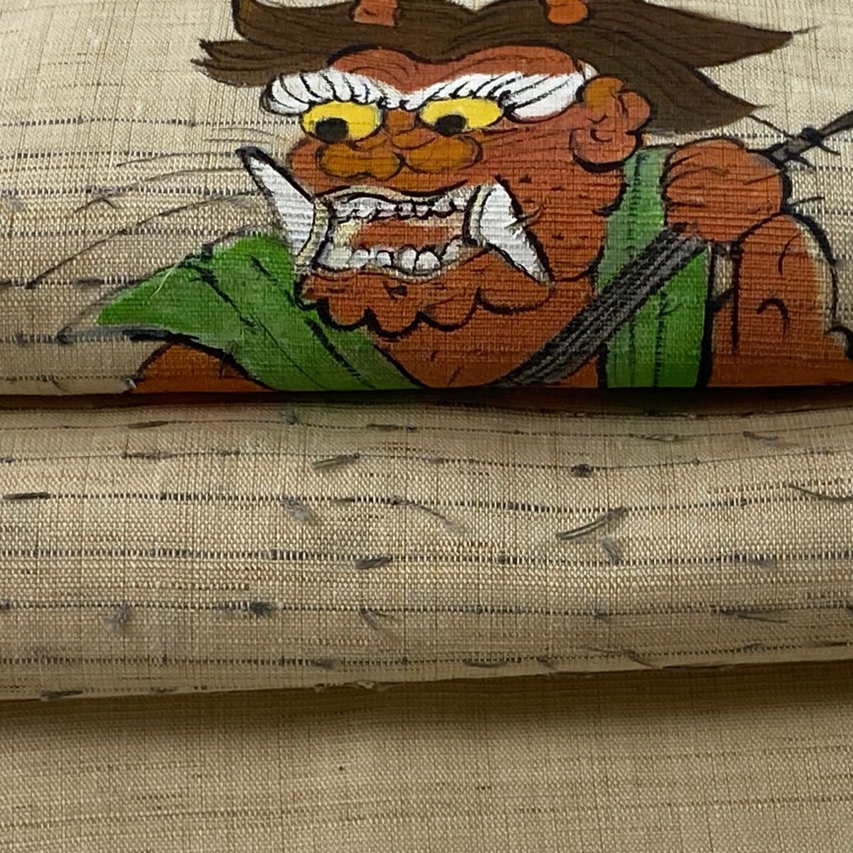 名古屋帯 美品 逸品 衣織庵 近江秦荘帯 鬼 盃 薄茶色 麻 【中古  