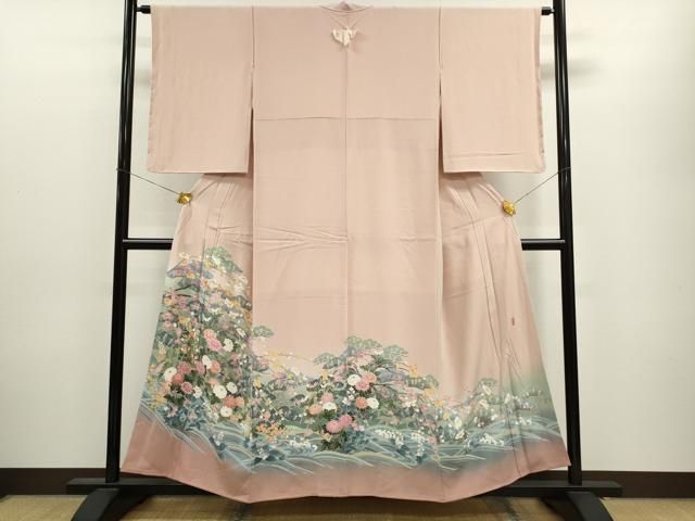 平和屋着物●十日町友禅作家 岡村蒼風 松竹梅立波枝花文 暈し染め 正絹 CAAX6336ze