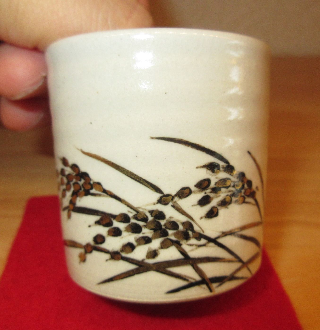 送料込【逢絢亭・新品】茶道具 蓋置 膳所焼 金彩 武蔵野の図 陽炎園 共