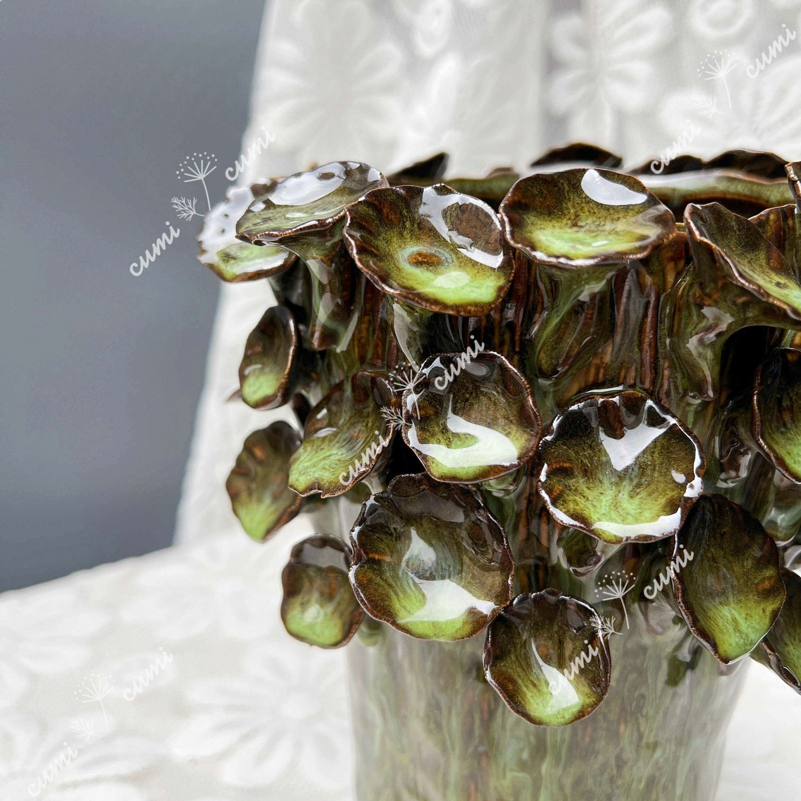 N0189 北欧 グリーン 立体 きのこ 豪華 高品質 花瓶 フラワーベース