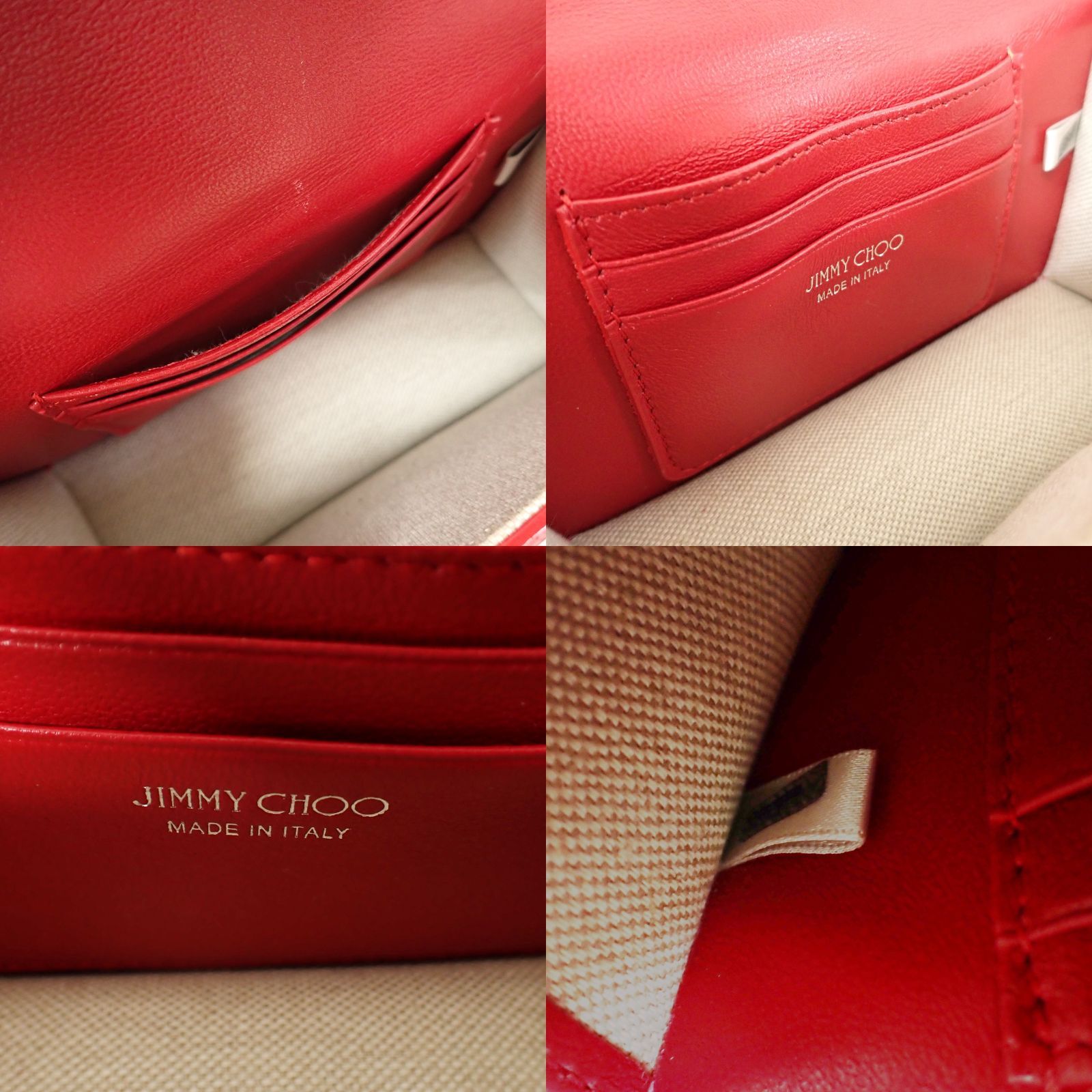 ジミーチュウ JIMMY CHOO フィンリー キャンバス レザーロゴ リボン 