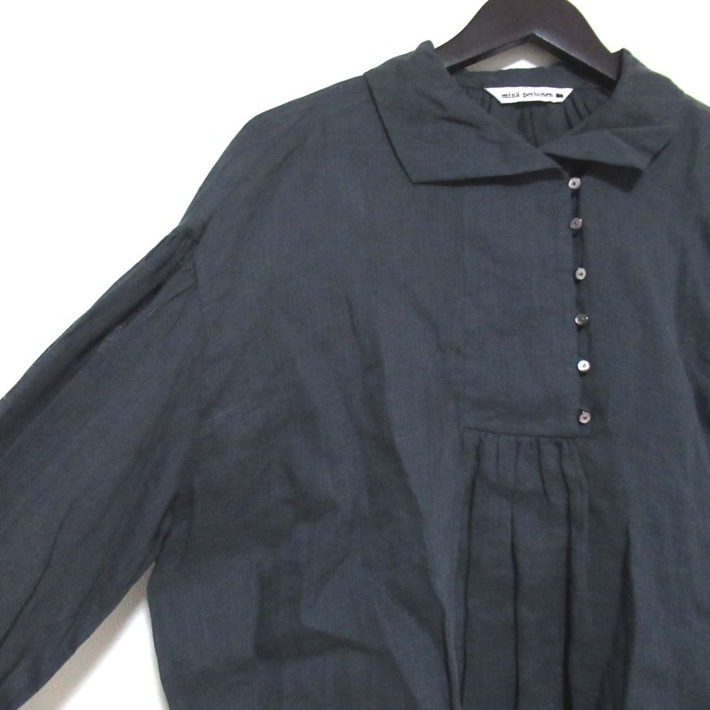 美品 mina perhonen ミナペルホネン field breeze ロングスリーブ リネン プルオーバー ブラウス ws1914 サイズ38 チャコールグレー レディース 古着 中古 美品 mina perhonen ミナペルホネン field breeze ロング