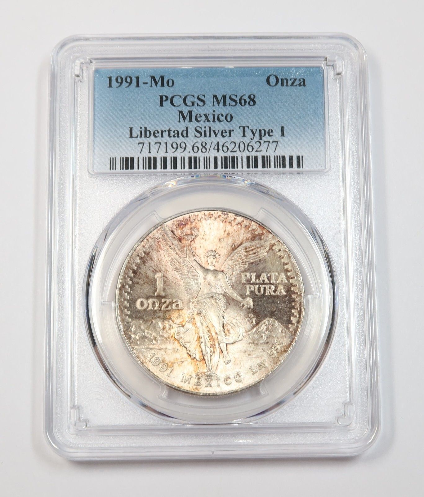 1991 Mo PCGS MS68 TYPE 1 MEXICO TD 1 oz Silver Libertad Un Onza Coin 3