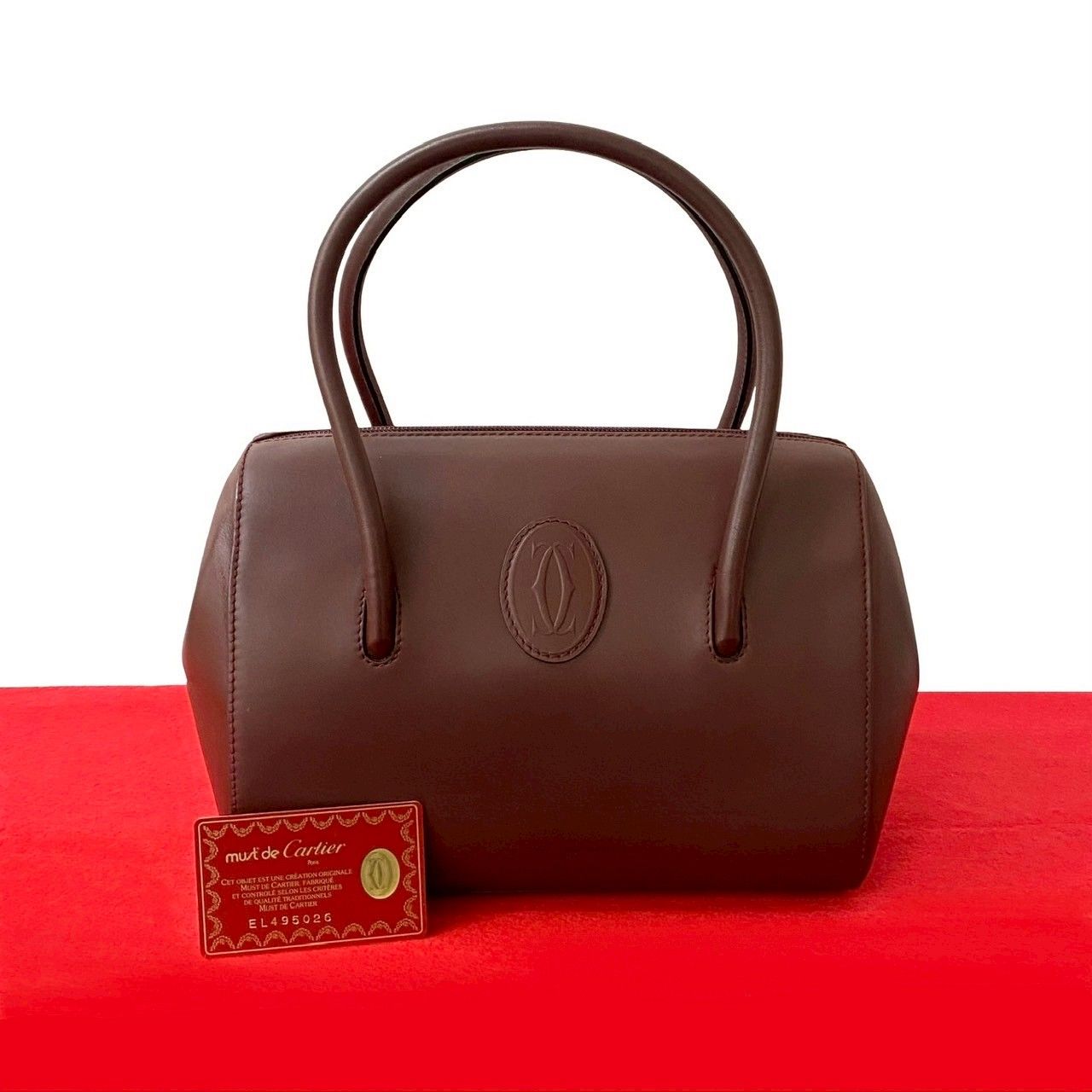 美品】カルティエ ミニボストンバッグ マストライン 本革 ギャラン