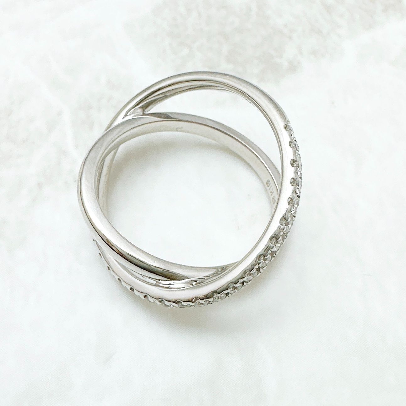 美品🌟MIKIMOTO クロス ダイヤモンド ホワイトゴールド リング 9