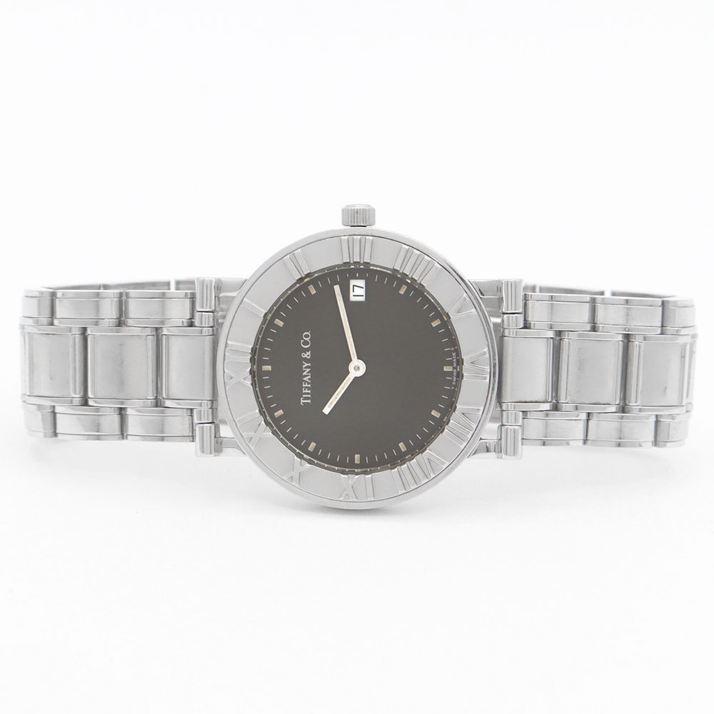 電池交換済 TIFFANY&Co. ティファニー アトラス デイト 黒 ブラック SS