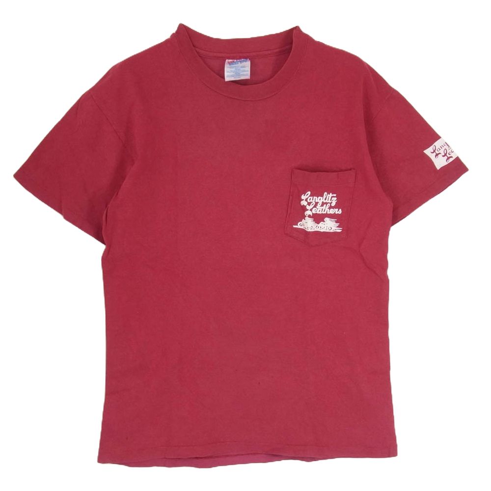 LANGLITZ LEATHERS ラングリッツレザーズ PRINT TEE SS POCKET プリント 半袖 ポケット Tシャツ エンジ系 M【中古】