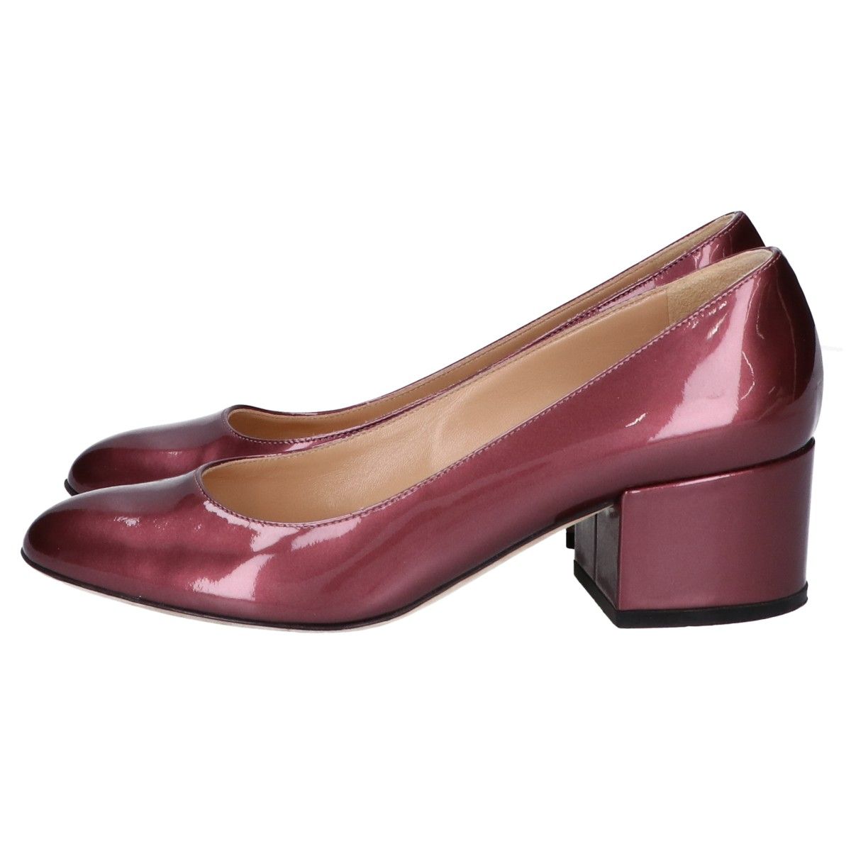 sergio rossi セルジオロッシ パンプス チャンキーヒール36 1/2 極美品 セルジオロッシ エナメル ポインテッドトゥ チャンキー