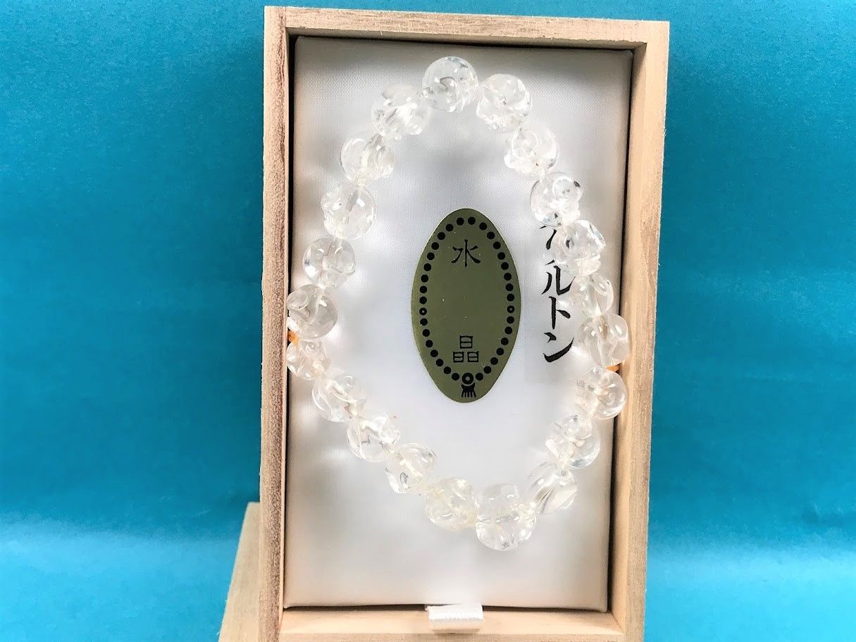 腕輪 ブレス 水晶 スケルトン 髑髏彫り 腕輪 １０ｍｍ 魔よけ ドクロ 276