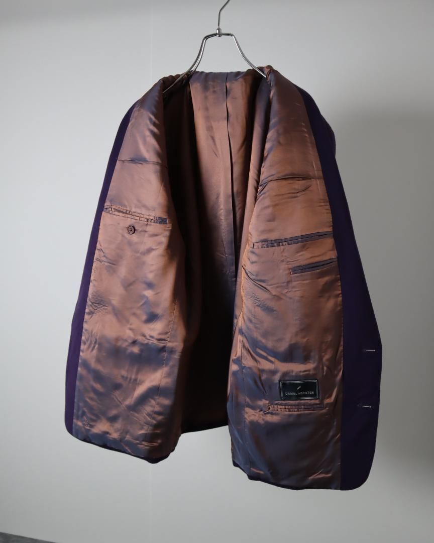 【Vintage】カシミヤ×ウール 肉厚 フェルト テーラードジャケット 紫