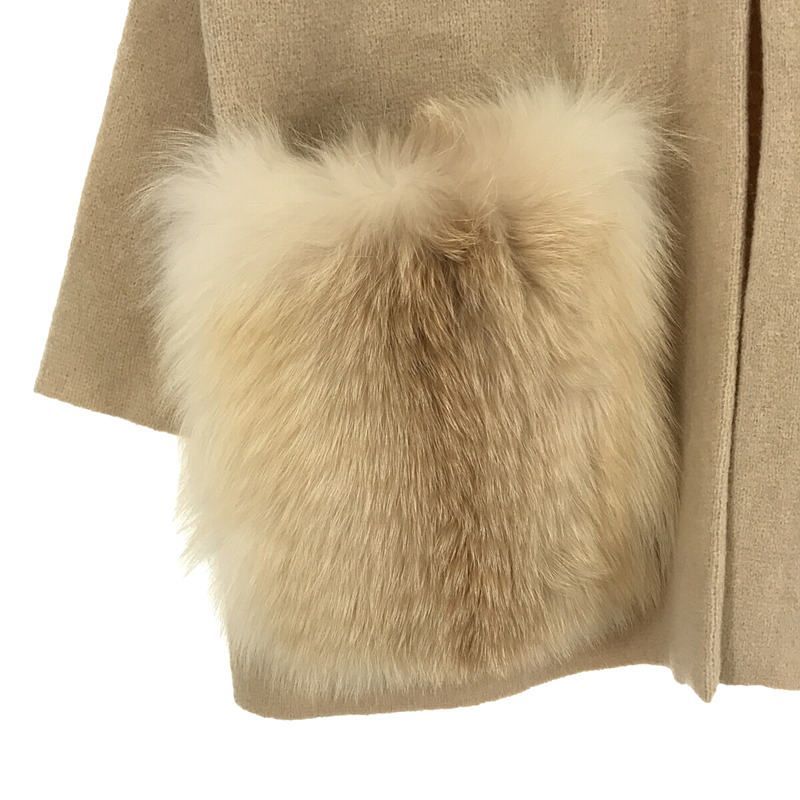 美品】Drawer ドゥロワー フォックスファーポケット カシミヤコート