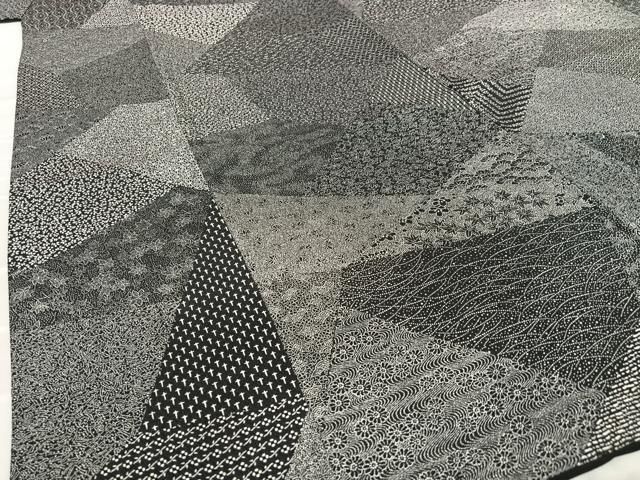平和屋着物○小紋師 北原寿永 江戸小紋 百柄 黒地 正絹 逸品