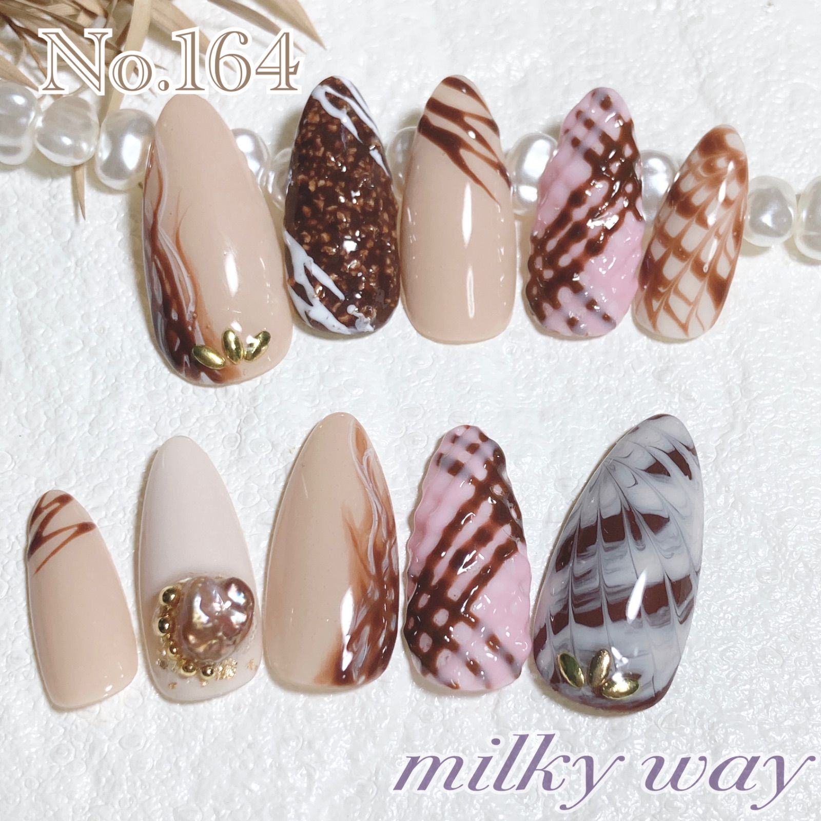 341】紗々チョコネイル ハート #ネイル ネイルチップ バレンタインネイル 