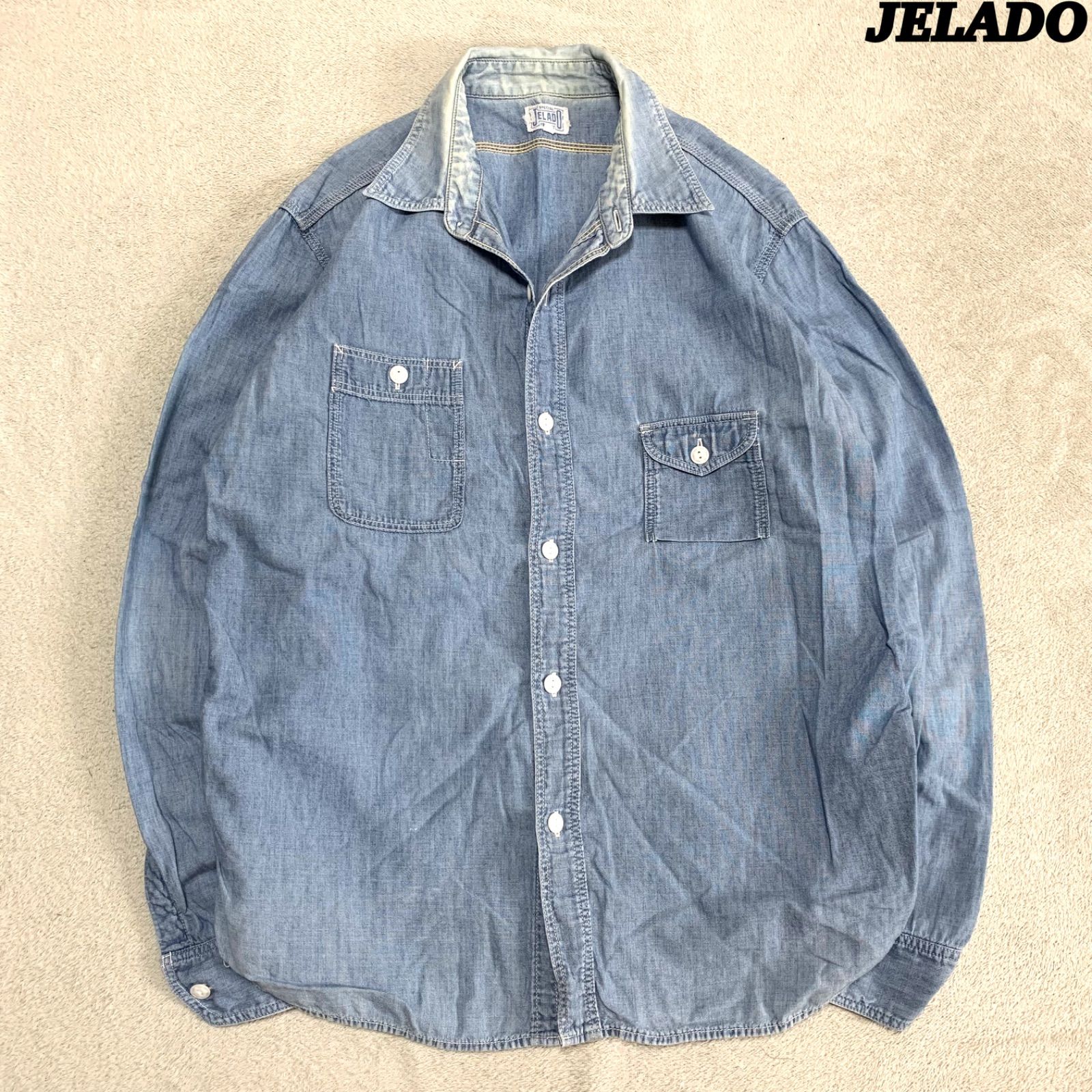 ジェラード JELADO スモーカーシャツ シャンブレーシャツ M ガチャポケ JELADO ジェラード インディゴ スモーカー シャンブレー シャツ