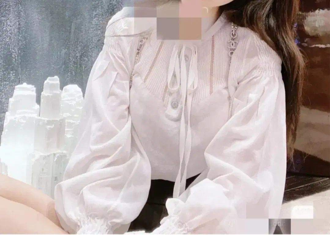 春 夏 アイボリー 白 ニット ブラウス レース ヴィクトリア