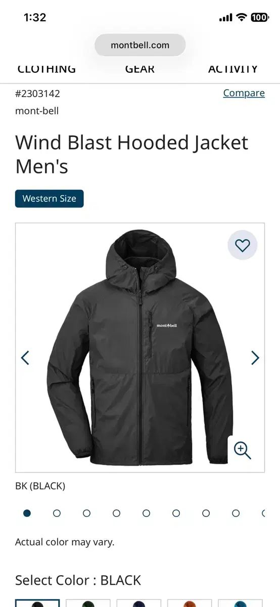 モンベル WIND AND WISH ブラック ジャケット WHO