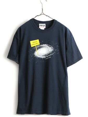 00s 大きいサイズ XL 人気 黒 □ 宇宙 銀河 プリント 半袖 Tシャツ