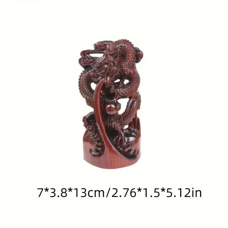 龍 ドラゴン 木製 木彫 レッド 赤 置物 オブジェ 金龍 風水 開運 縁起