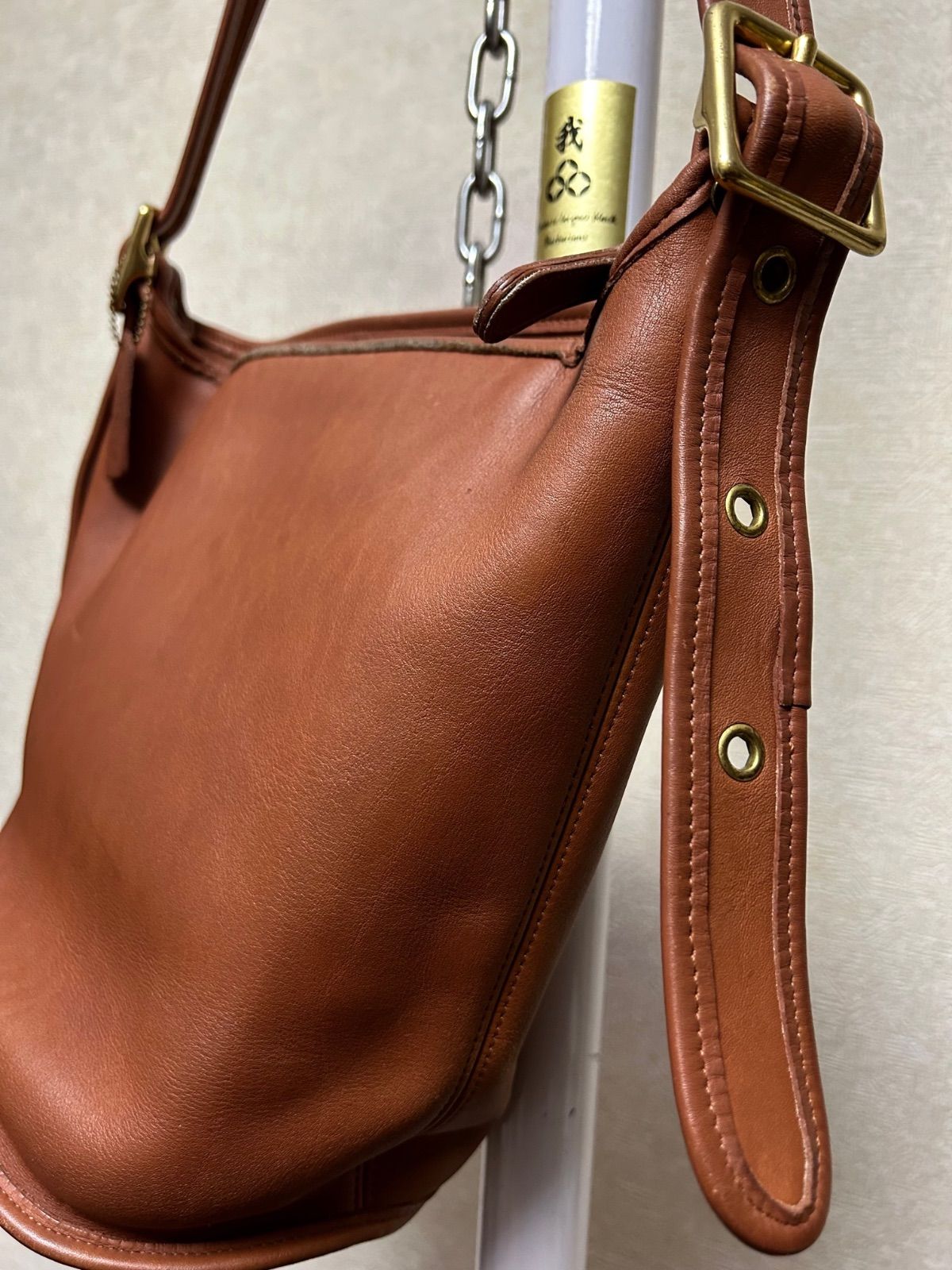 92年製オールドCOACHキャメルカラーレザーバッグリアル92，sカタログ付き