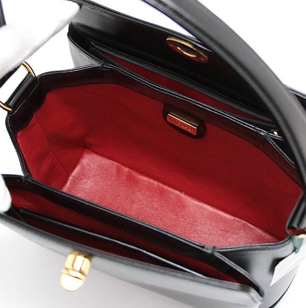 未使用 グッチ GUCCI ヴィンテージ ターンロック ハンドバッグ レザー