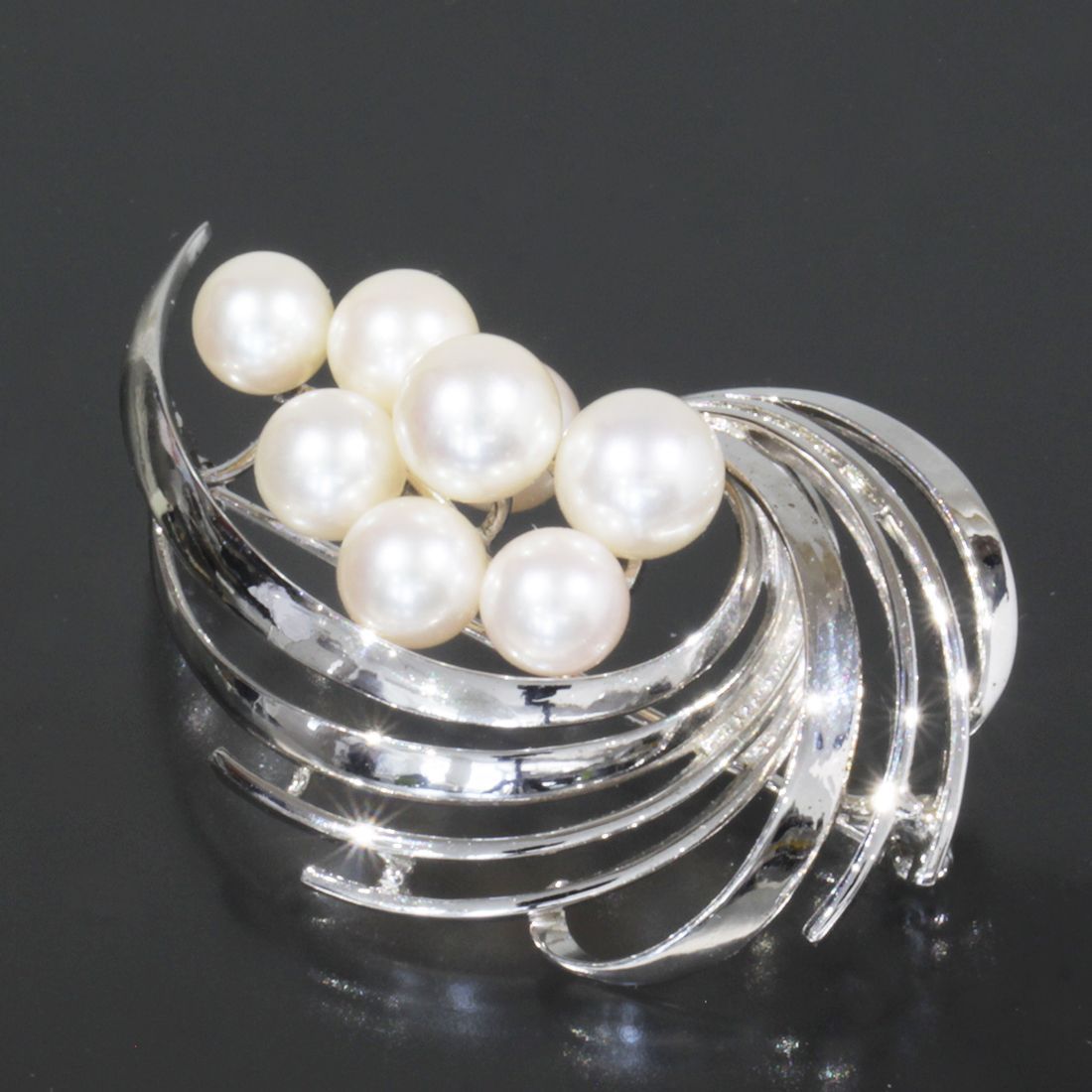 美品✨MIKIMOTO ミキモト本真珠 あこやパール ピンブローチ SV
