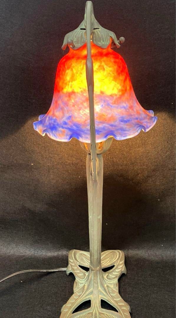 アンティーク フランス異色溶かし込ガラスランプ 高さ45㎝ 東Y6-0710 NEXPOTALLINN_EU