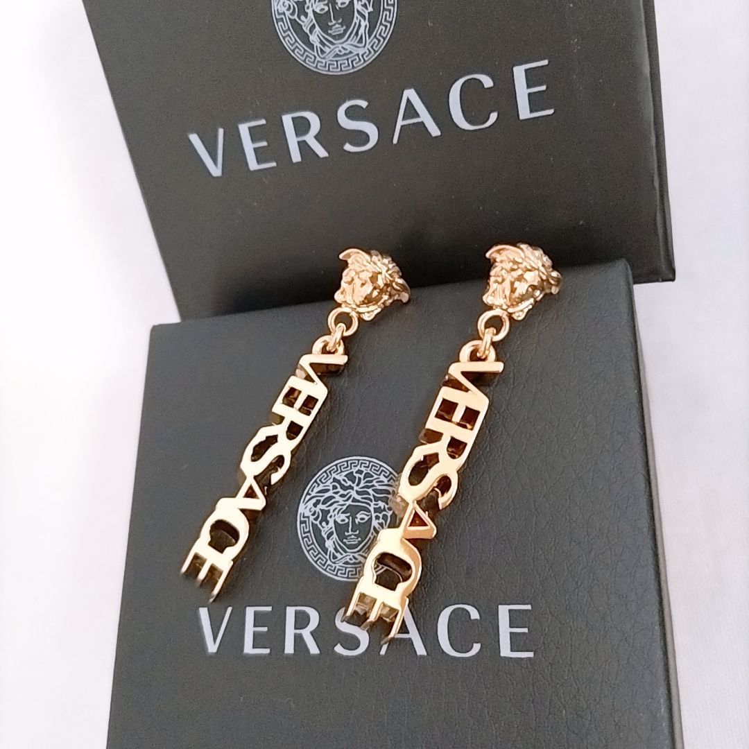 VERSACE ラ メドゥーサ ロゴ ドロップ ピアス ヴェルサーチェ