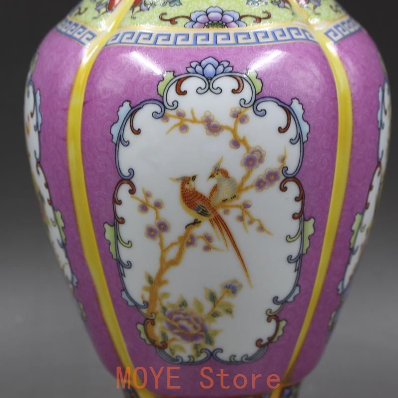 清雍正琺瑯彩鳳紋帯夜光賞瓶 景徳鎮 陶磁器 装飾品 現代工芸品 美術品 置物 清雍正琺瑯彩鳳紋帯夜光賞瓶 景徳鎮 陶磁器 装飾品