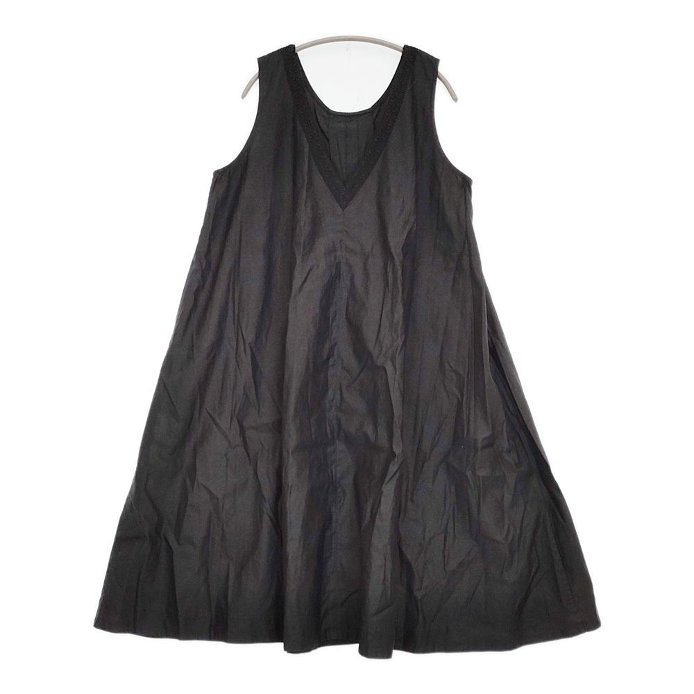 nest Robe レースVネックドレス 01194-8358 リネンコットン ワンピース ブラック レディース ネストローブ【中古】5-0908S♪ nest Robe レースVネックドレス 01194-8358 リネンコットン ワンピース