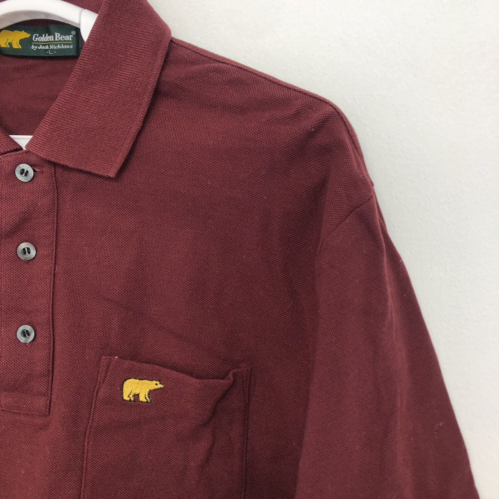 golden bear】ゴールデンベア えんじ L ポロシャツ 長袖トップス
